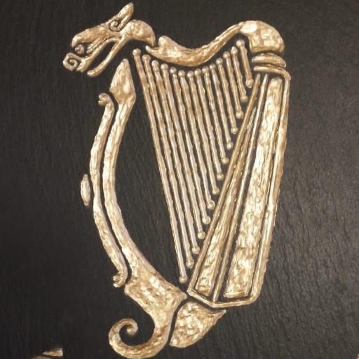 Irish Harp etched on slate