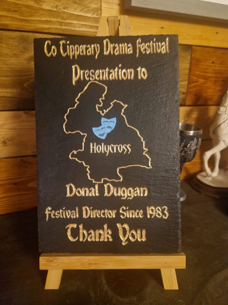 Co. Tipperary Drama Festival etched on slate